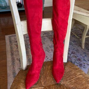 JESSICA SIMPSON BOOTS AMRIENA VIBRANT RED OVER THE KNEE - **FREE SHIPPING**